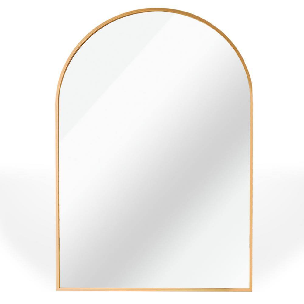 24 in. W x 36 in. H Large Arched Aluminium Framed Wall Bathroom Vanity Mirror in Gold with 4 mm HD Glass price history on PriceWatchPro