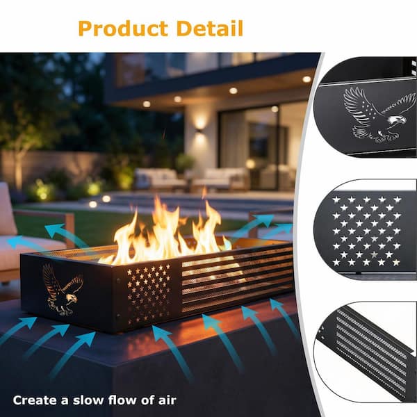 eVita 32.2 in. x 10.6 in. x 4.7 in. Rectangular Fire Pit Wind
