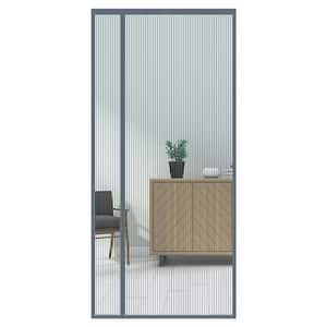 39 in. x 83 in. Gray Stainless Steel Magnetic Screen Door with Heavy Duty Magnets and Diamond Mesh Curtain