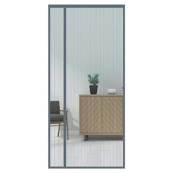 Shatex 39 in. x 83 in. Gray Stainless Steel Magnetic Screen Door with Heavy Duty Magnets and Diamond Mesh Curtain