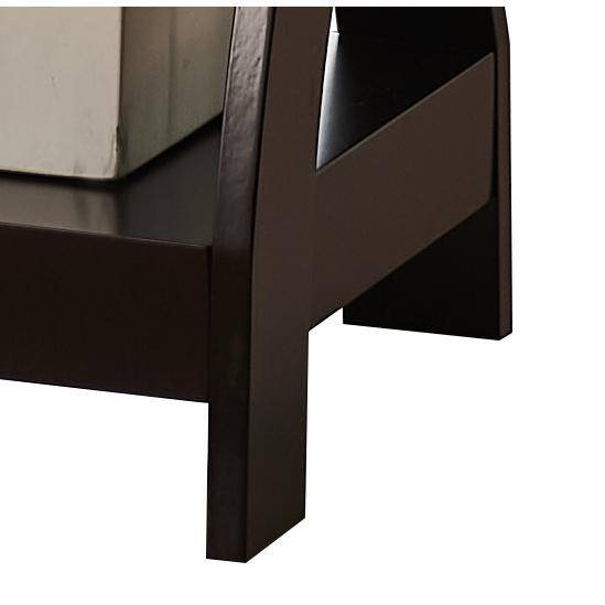 Espresso Finish Wood Square End Table with Curved Legs and Shelves