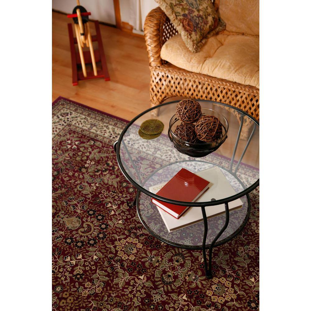 Red Medium Pile Synthetic Oriental Area Rug