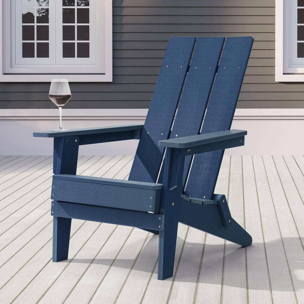 Sonkuki Navy Blue Folding Adirondack Chair, Waterproof HIPS High Load