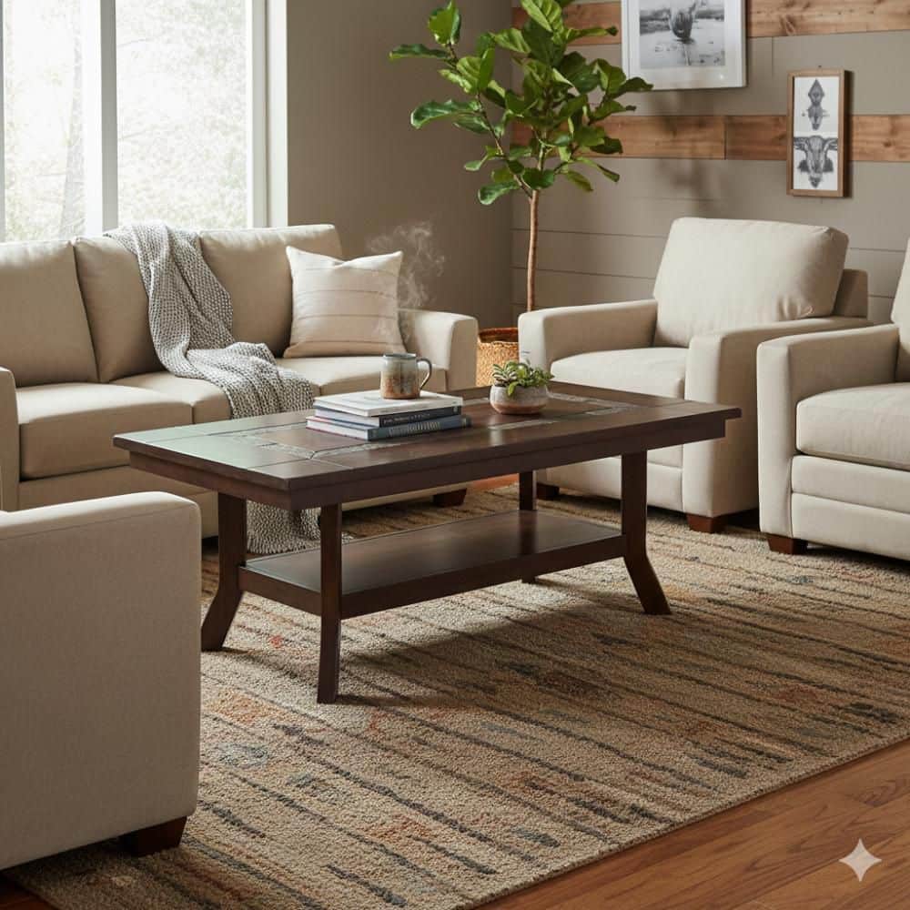 24.5 in. Brown Rectangle Wood Coffee Table