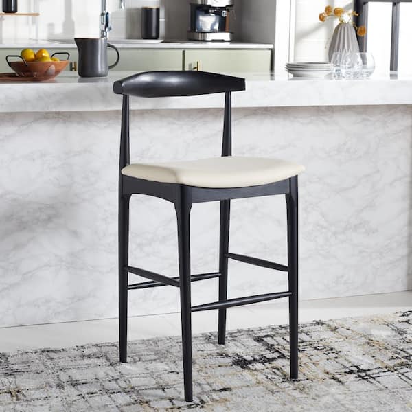 Lionel 42 in. H Black/Creme Wood Bar Stool