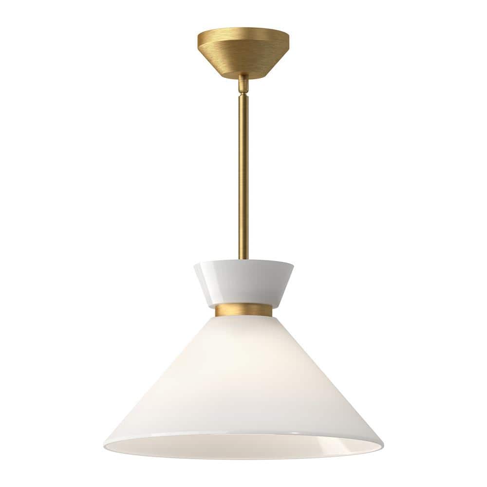 Halston 14" Gold and Matte Black Glass Pendant Light