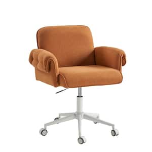 Andreas Creamy Style Upholstered Swivel Task Chair with Padded Arms and Metal Feet in Orange