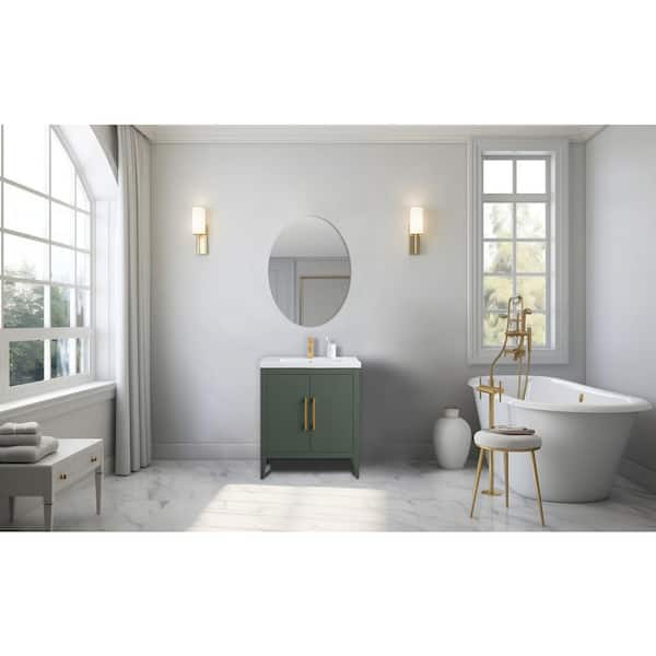 Vanity Art 30 in. W x 18.5 in D x 34 in. H Single Sink Bathroom Vanity Cabinet in Vintage Green with Ceramic Top