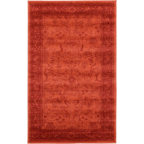 La Jolla Floral Orange 3' 3 x 5' 3 Area Rug