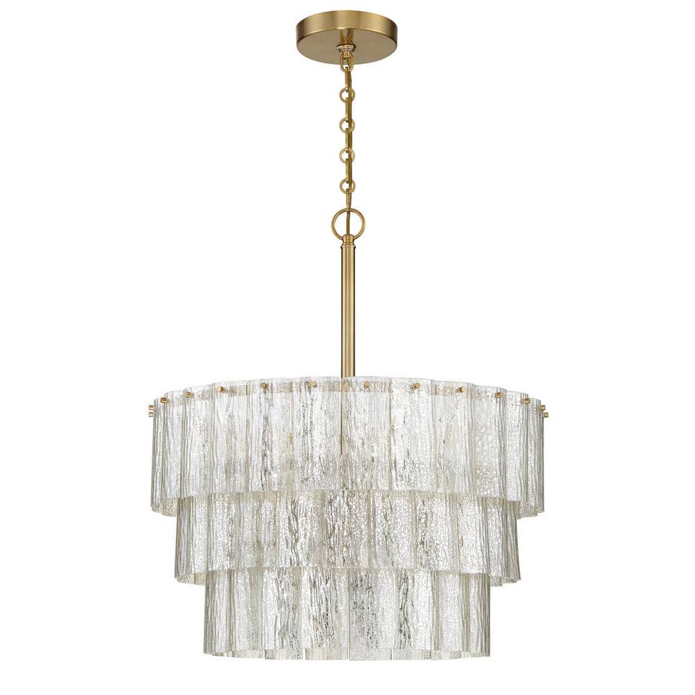 Museo 9-Light Satin Brass and Mercury Glass Chandelier