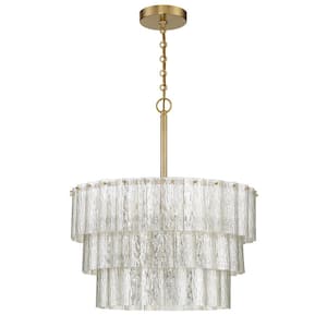 Museo 9-Light Satin Brass Finish with Mercury Glass Transitional Chandelier for Kitchen/Dining/Foyer, No Bulbs Included