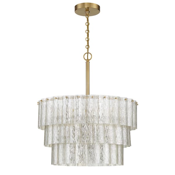 CRAFTMADE Museo 9-Light Satin Brass Finish with Mercury Glass Transitional Chandelier for Kitchen/Dining/Foyer, No Bulbs Included