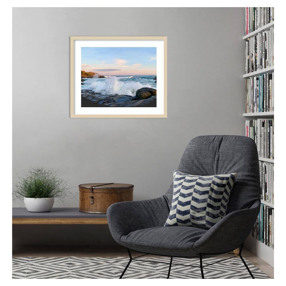 Crashing Waves Coastal Scenic Framed Photography Print, 25" Wide