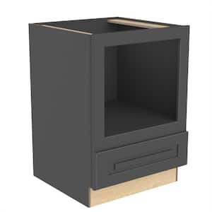 Grayson 30 in. W x 24 in. D x 34.5 in. H in Deep Onyx Painted Plywood Assembled Kitchen Base Microwave Cabinet w Sft Cls