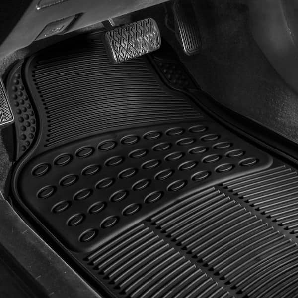 Black 4 Piece Heavy-duty Rubber Car Floor Mats - Front 26 x 18, Rear 13 x 15.5 inches Full Set