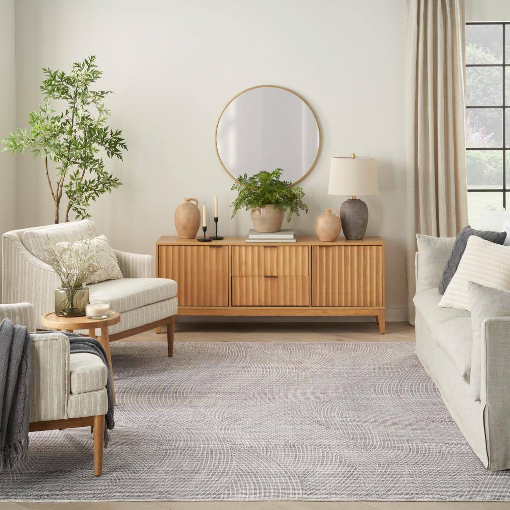 Gray Geometric Cotton Synthetic Rectangular 6' x 9' Area Rug
