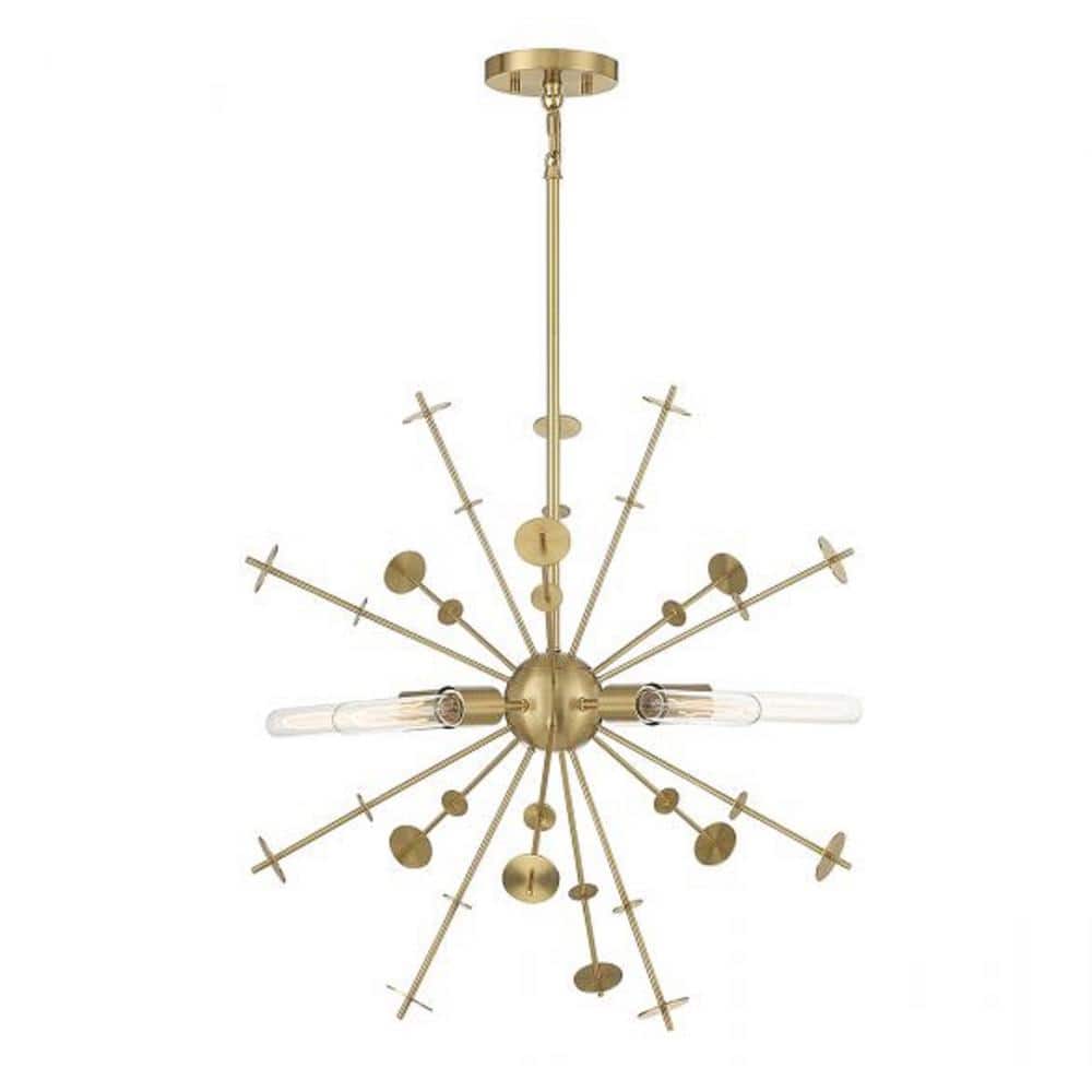 Savoy Meridian Geometric 5-Light Pendant in Natural Brass