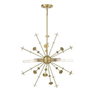 26 in. W x 26 in. H 5-Light Natural Brass Sputnik Pendant Light