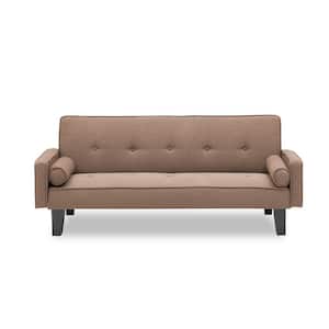 72. in. Wide Brown Linen Modern Twin Size Sofa bed