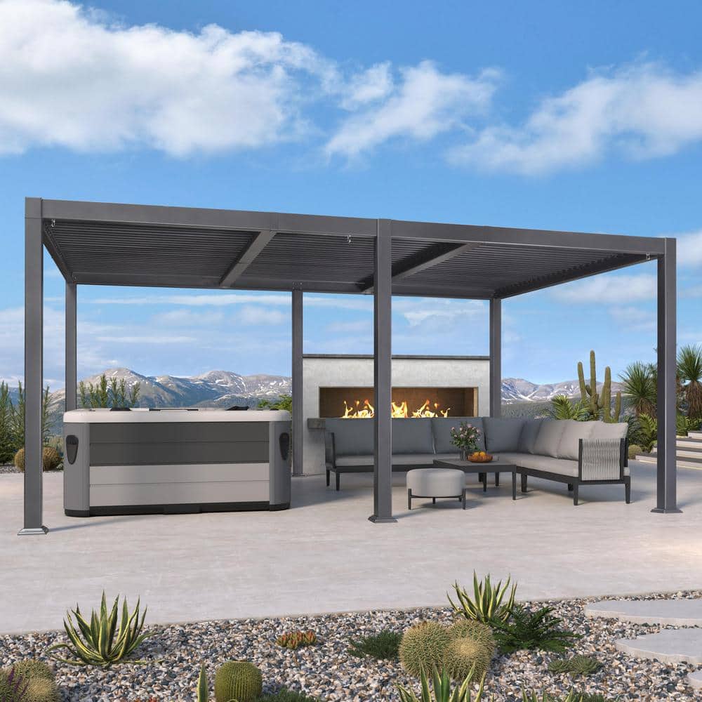 PURPLE LEAF 11.7 ft. x 18.2 ft. Gray Aluminum Outdoor Louvered