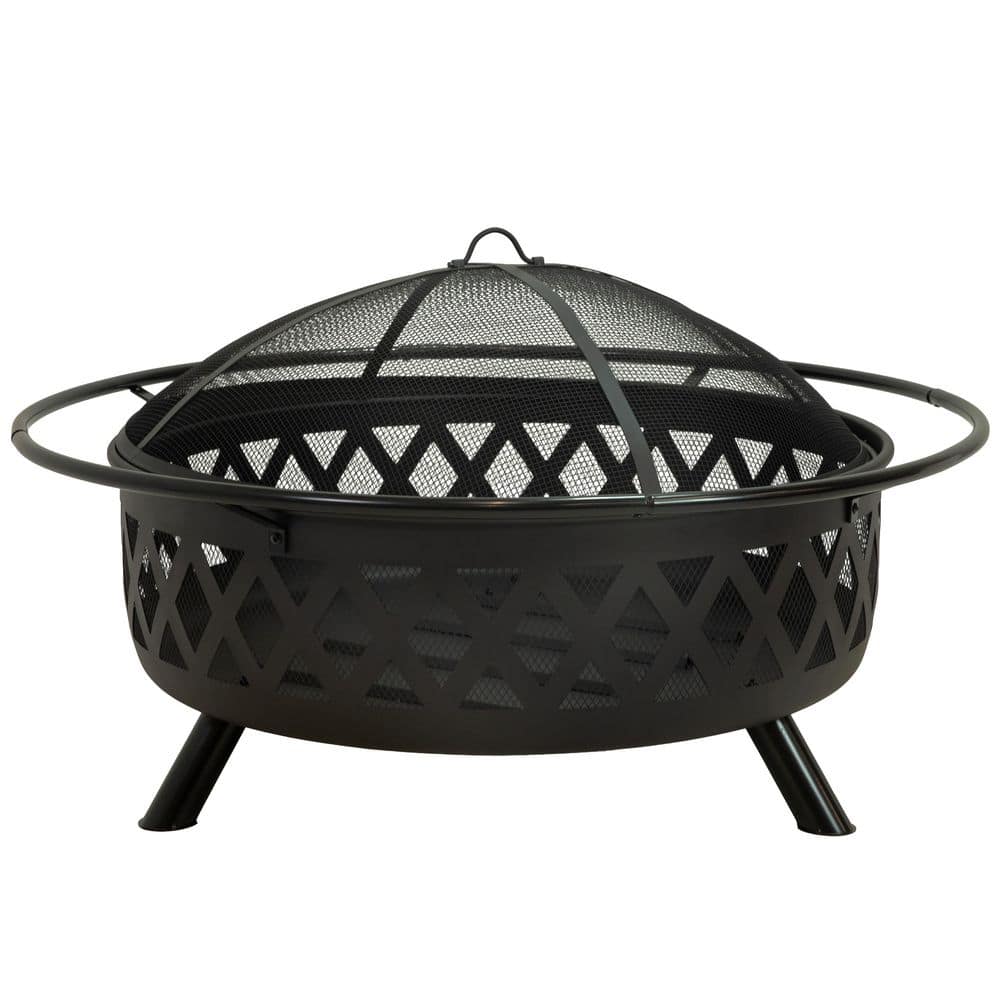 42 in Crossweave Steel Fire Pit with Screen, Poker, and Cover