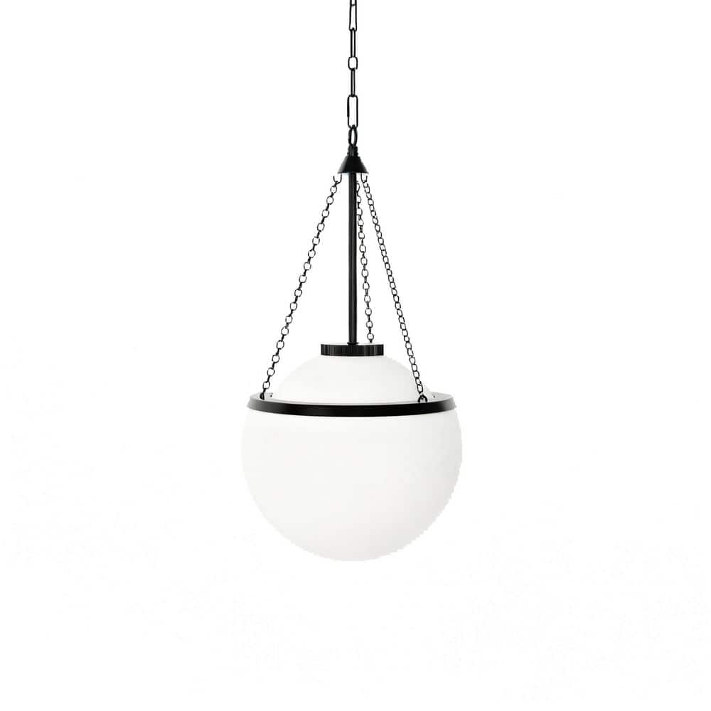12 in. 1-Light Matte Black Pendant Light with Opal Glass, E26 Adjustable Light for Kitchen and Bedroom price history on PriceWatchPro