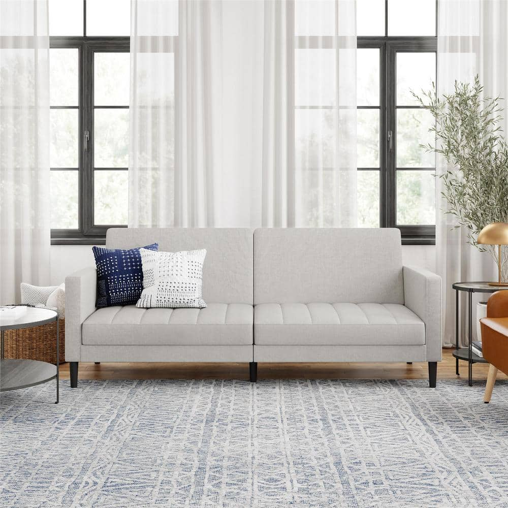 DHP Farnsworth 79 in. W Futon, Light Gray Linen