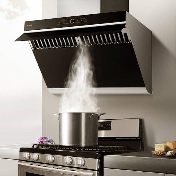 Fotile Package 30 Inch Cooktop and 30 Inch 850 CFM Range Hood in Black with  Push Buttons, AP-GLS30501-4