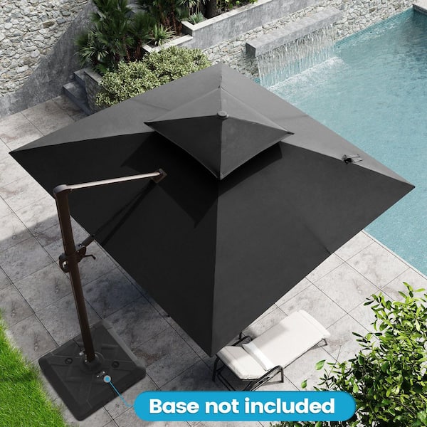 Crestlive Products 10 ft. x 10 ft. Double Top Cantilever Tilt Patio Umbrella in Black