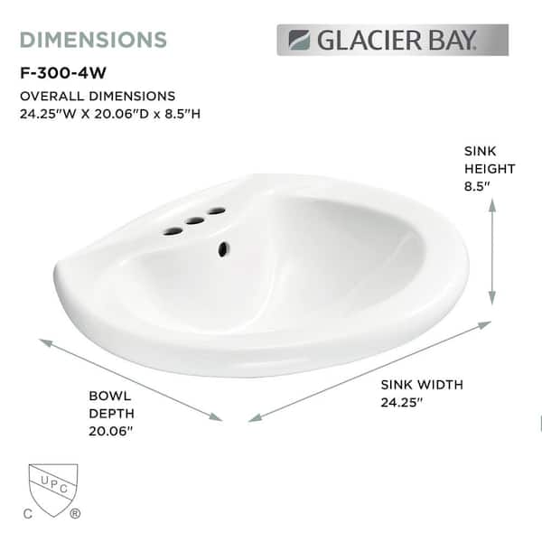 鼻烟壶24 NO SHIPPING Glacier Bay Petite Aragon Pedestal Sink White F
