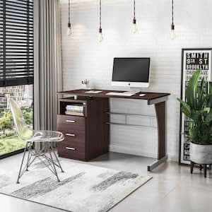 48 in. Chocolate 3-Drawer Computer Desk with Storage