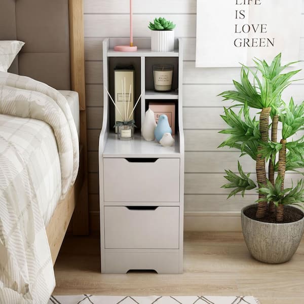 Furniture of America Forstberg 2-Drawer White Nightstand (31.5 in. H x 11.5 in. W x 15.7 in. D)