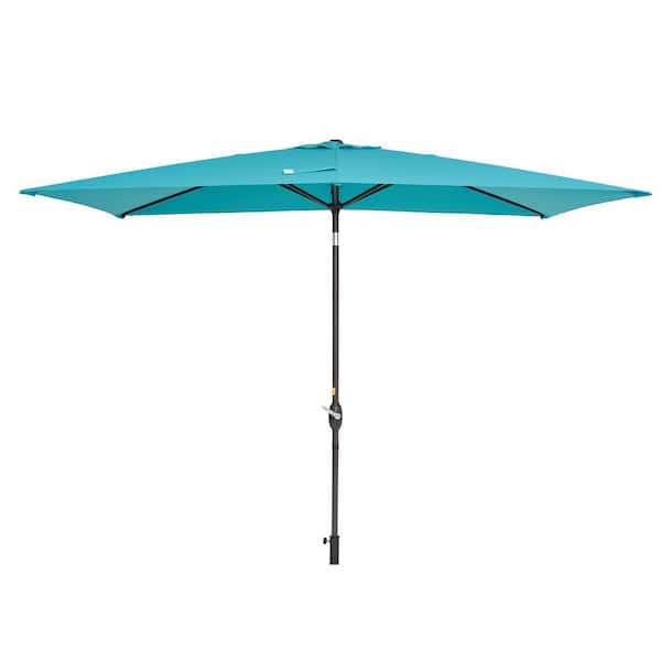 ANGELES HOME 6.5 ft. Steel Aluminum Market Tilt Patio Umbrella in Blue