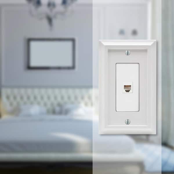 Deerfield 1 Gang Phone Composite Wall Plate - White