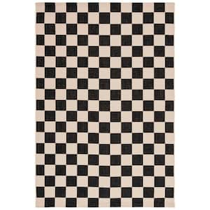 Courtyard Black/Beige Doormat 3 ft. x 5 ft. Checkered Indoor/Outdoor Area Rug