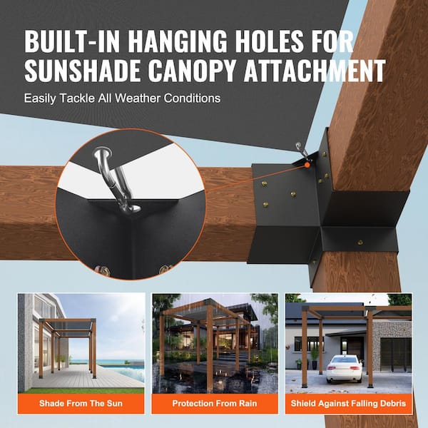 SKYSHALO Pergola Bracket Kit 6 x 6 in. 8-Pieces 3-Way Heavy