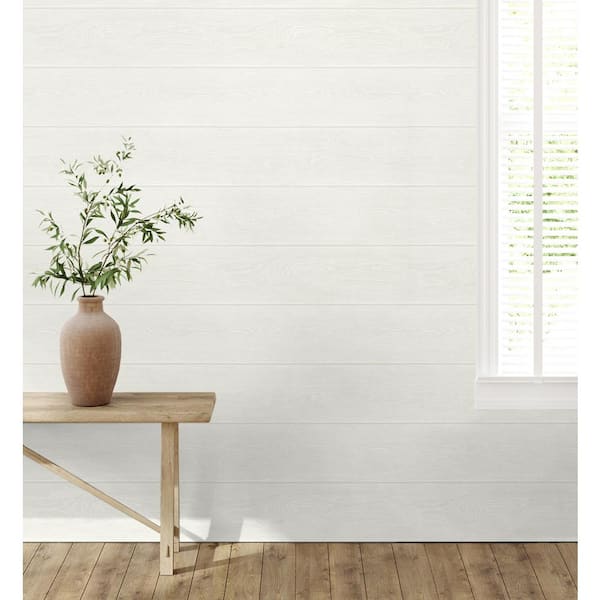 30.75 sq. ft. Dove White Stacks Vinyl Peel and Stick Wallpaper Roll