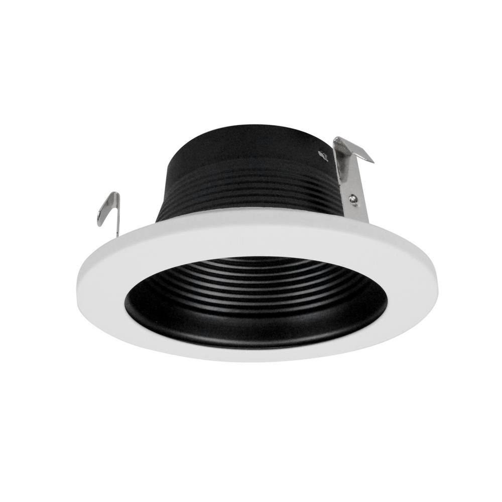 4-Inch Black and White Aluminum Recessed Baffle Trim