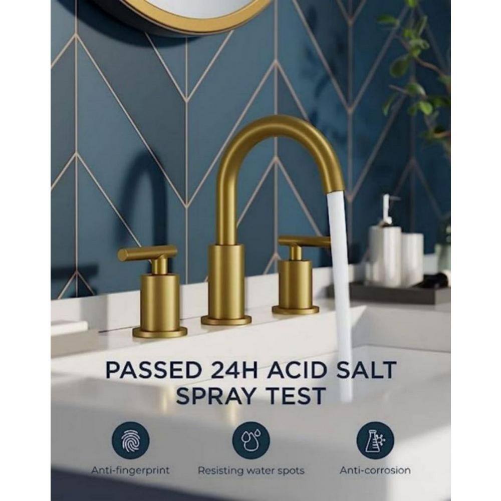 Brushed Gold Brass 3-Hole Bathroom Faucet Set