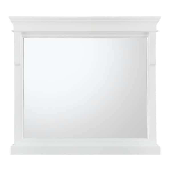 Home Decorators Collection Naples 36 in. W x 32 in. H Rectangular Wood Framed Wall Bathroom Vanity Mirror in White