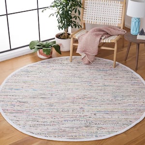 Rag Rug Ivory/Multi 9 ft. x 9 ft. Gradient Striped Round Area Rug
