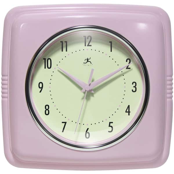 Infinity Instruments Square Retro Pastel Pink Wall Clock