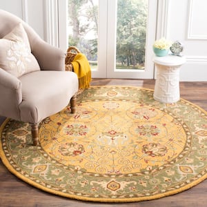 Antiquity Gold 4 ft. x 4 ft. Round Speckled Border Area Rug