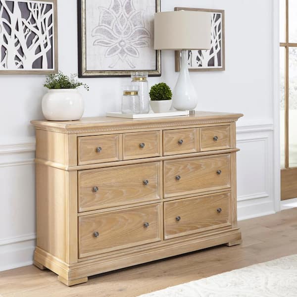 Homestyles Manor House 36 In L X 56, White Dresser With Natural Wood Drawers