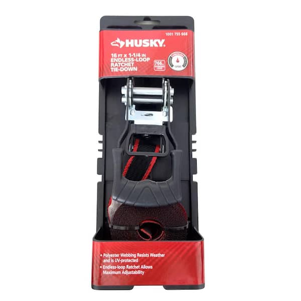 Husky 1-1/4 in. x 16 ft. Endless Loop Ratchet Tie-Down Strap