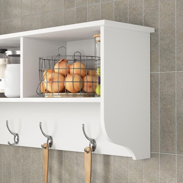 ECOCHIC SPACES INC White 38.6 in. W x 7.9 in. D Wall-Mounted Coat