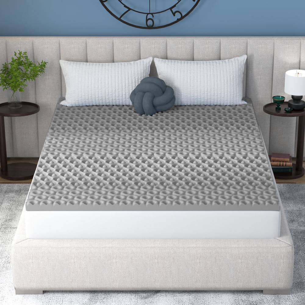 Vibe 2 in. Twin Cool Pod Convoluted Gel Memory Foam Mattress Topper 70.2226.99.01.96 The Home