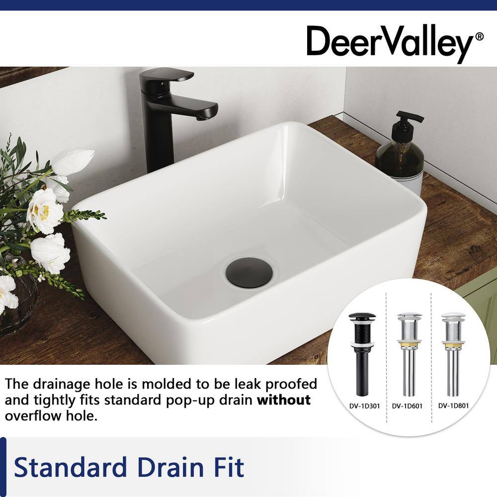 Liberty 12" White Ceramic Rectangular Vessel Bathroom Sink