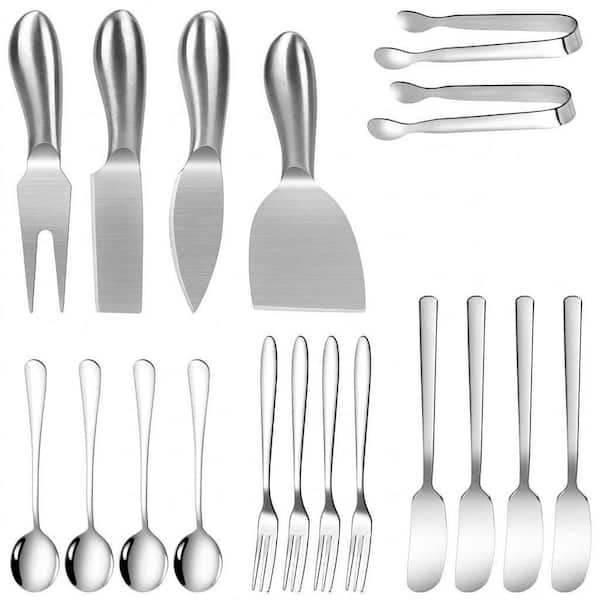 Charcuterie Accessories 18-Pieces Stainless Steel Cheese Knife Set Butter Spreader Board Utensils Mini Serving Tongs