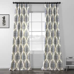 Arabesque Blue Damask Rod Pocket Room Darkening Curtain - 50 in. W x 120 in. L (1 Panel)